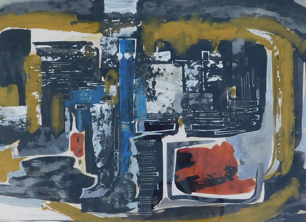 Richard Thornton (b.1922). Abstract landscape, gouache, signed and dated 1975, 42cm x 57cm.