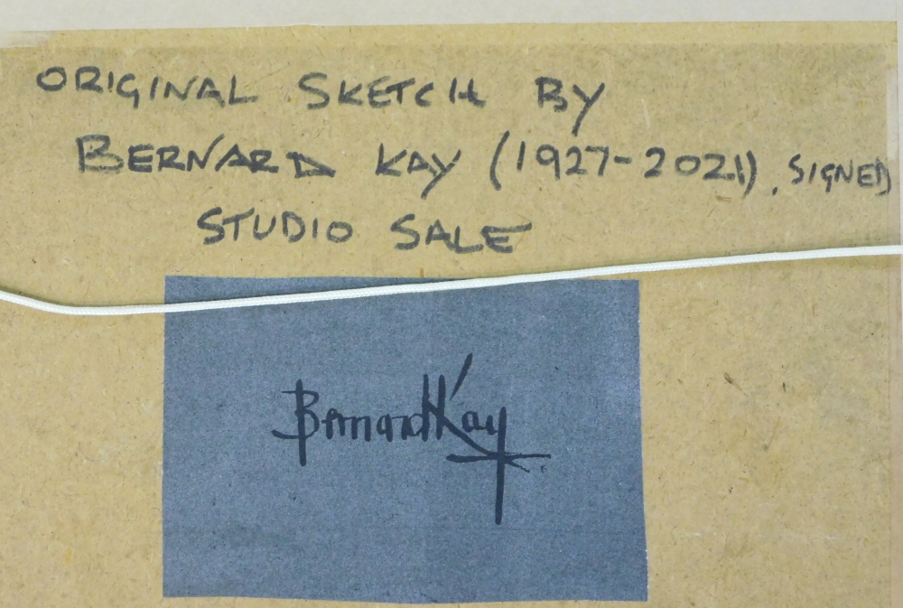 Bernard Kay (1927-2021). Church study, drawing, initialled, 24cm x 34cm. - Image 5 of 6