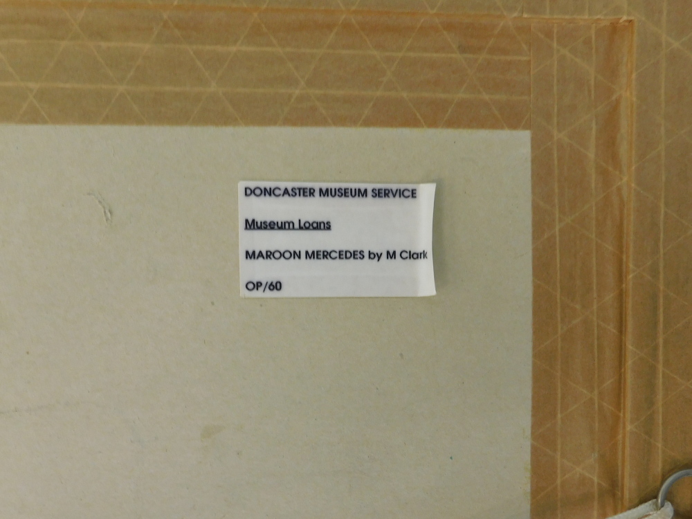 After M. Clark. Maroon Mercedes, artist signed limited edition coloured print, 2/12, 32cm x 38cm. - Bild 7 aus 7