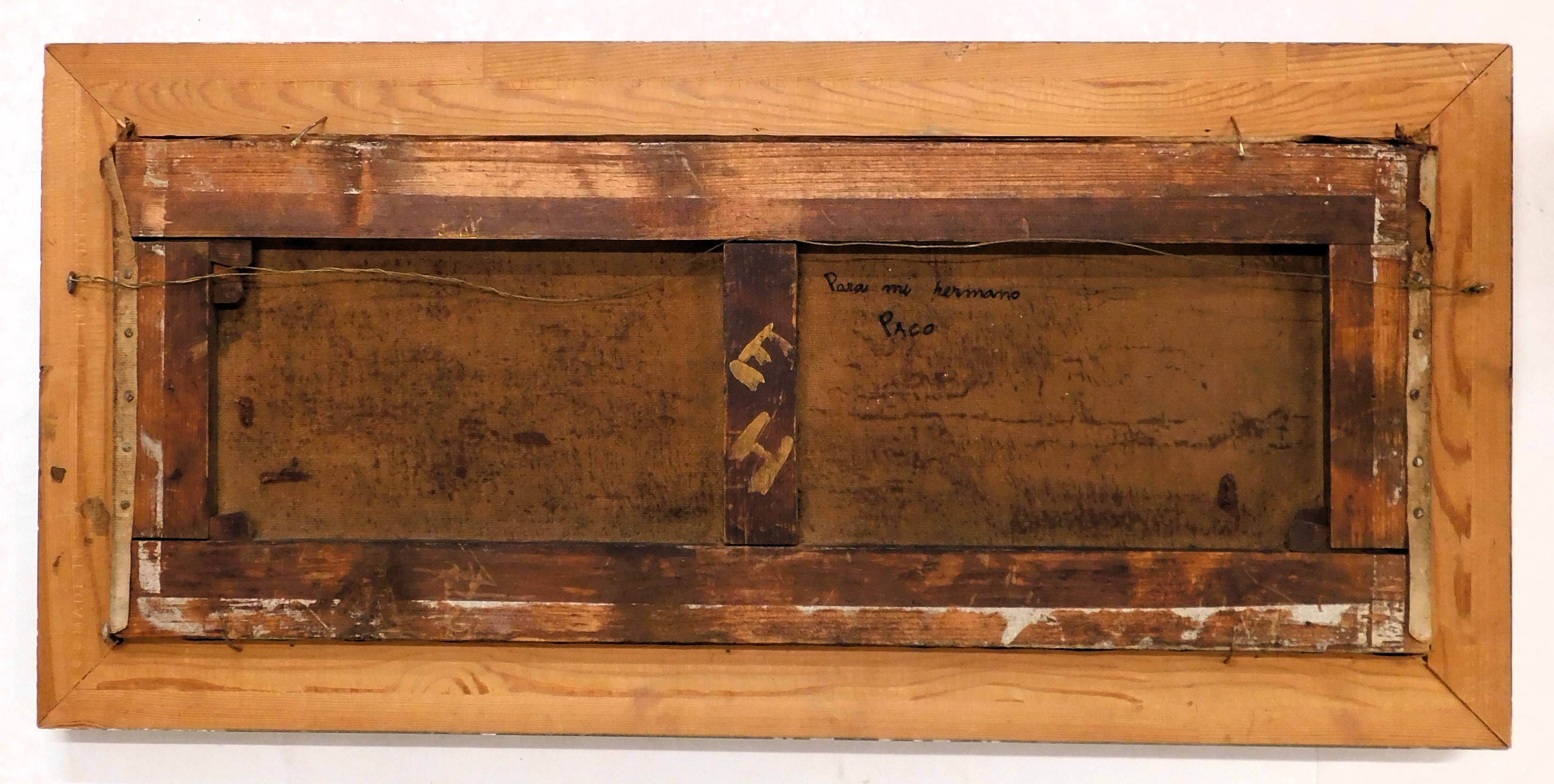 19thC School. Para, oil on canvas, monogramed, dated 1894 and titled verso, 24.5cm x 65cm. - Image 5 of 6