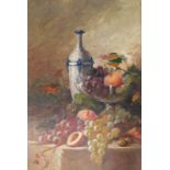 C.J. Melens (?) (19thC). Fruits still life, oil on canvas, signed, 59.5cm x 40.5cm.