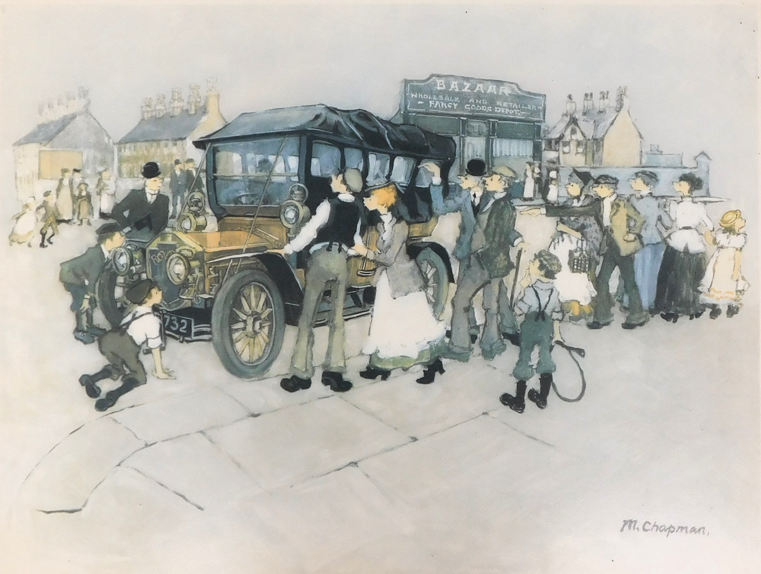 Margaret Chapman (1940-2000). Broken down, artist signed coloure print, 48cm x 60cm.