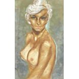 20thC School. Nude study, oil on board, 59.5cm x 38cm.