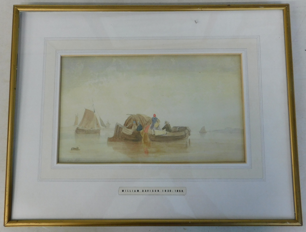 William Davidson (1830-1850). Fishing boats, Dutch coast, watercolour, initialled and dated 1830, 16 - Image 2 of 5