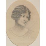 J. Ferguson (19thC/20thC). Head and shoulders portrait of a lady, pencil drawing, signed and dated 1