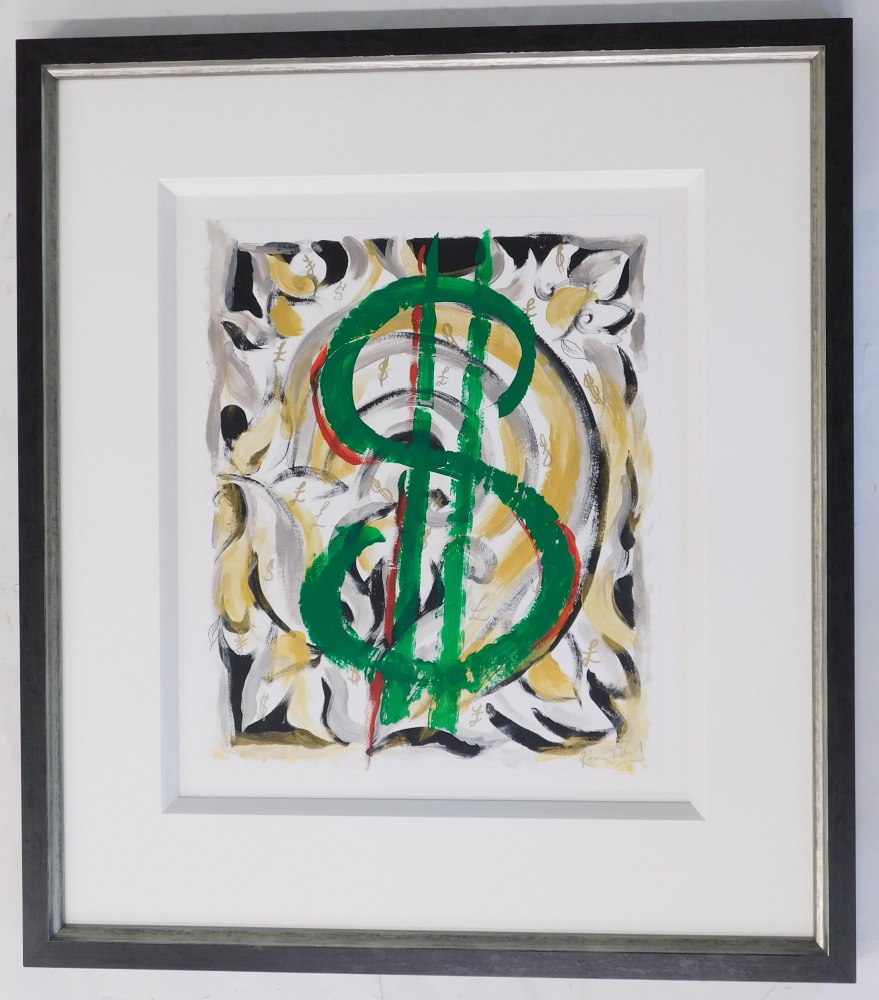 Ronnie Wood (b.1947). Dollar sign in the manner of Warhol 5, acrylic, signed, 43cm x 25cm. Provenanc - Bild 2 aus 8