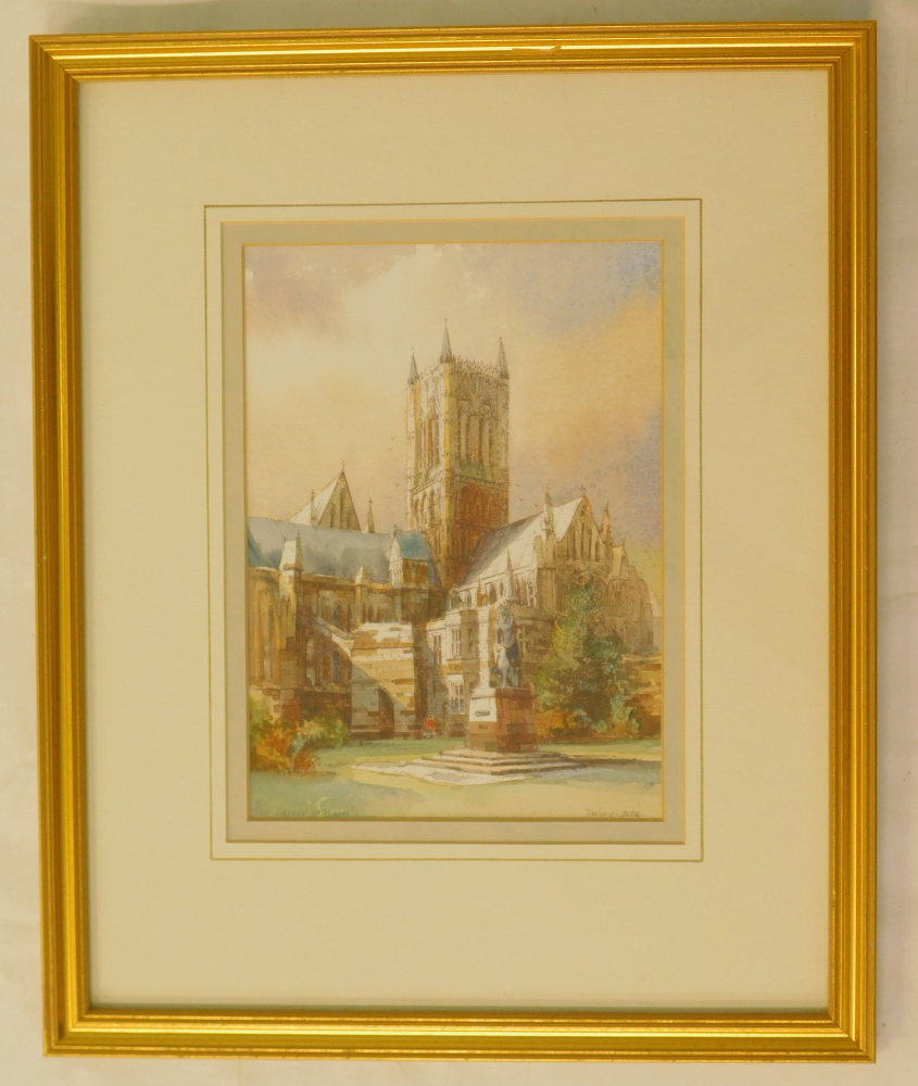 David C. Bell (b.1950). Lincoln Cathedral, artist signed and titled limited edition coloured print, - Bild 2 aus 5