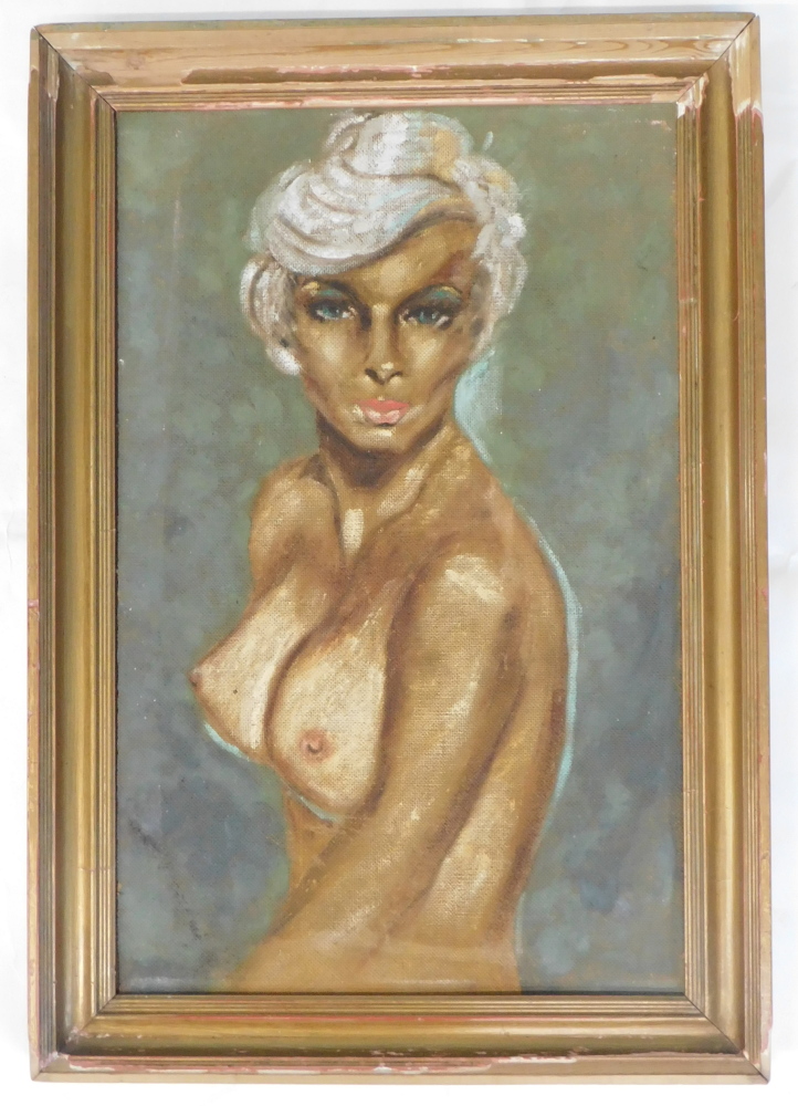 20thC School. Nude study, oil on board, 59.5cm x 38cm. - Image 2 of 3