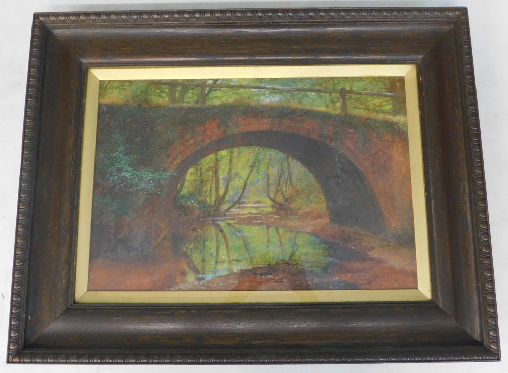 The Roman Bridge. Oil, titled verso, 36cm x 52cm. - Image 2 of 4