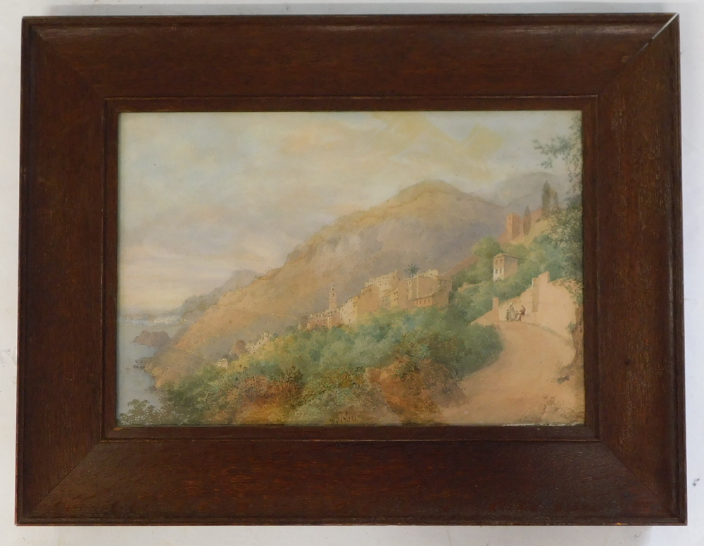 Charles William Meredith Van de Velde (1818-1898). Mediterranean coastal view, watercolour, signed, - Image 2 of 7