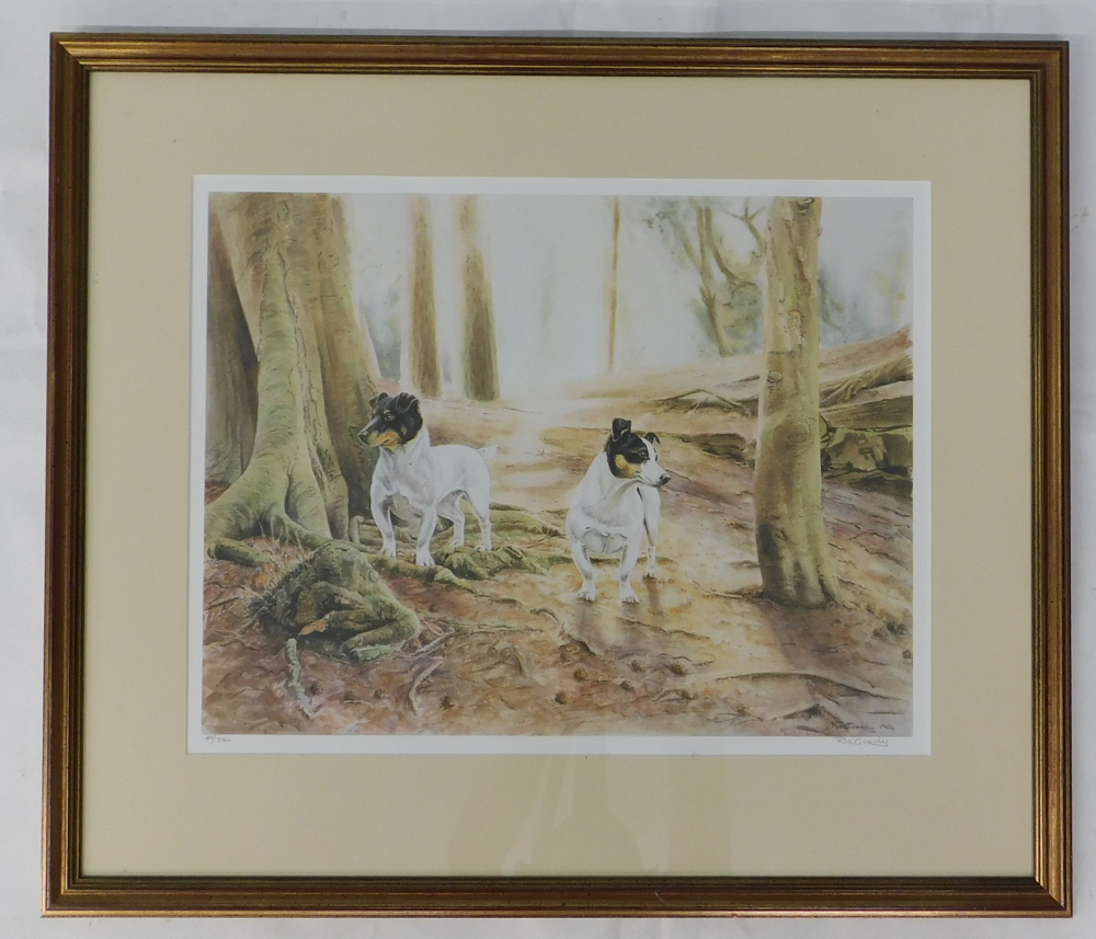 Ros Goody (20thC). Dogs, artist signed limited edition coloured print, 40/80, 39cm x 50cm. Label ver - Bild 2 aus 5