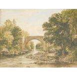 19thC British School. Devils Bridge, Kirkby Lonsdale, watercolour, 18.5cm x 23.5cm.