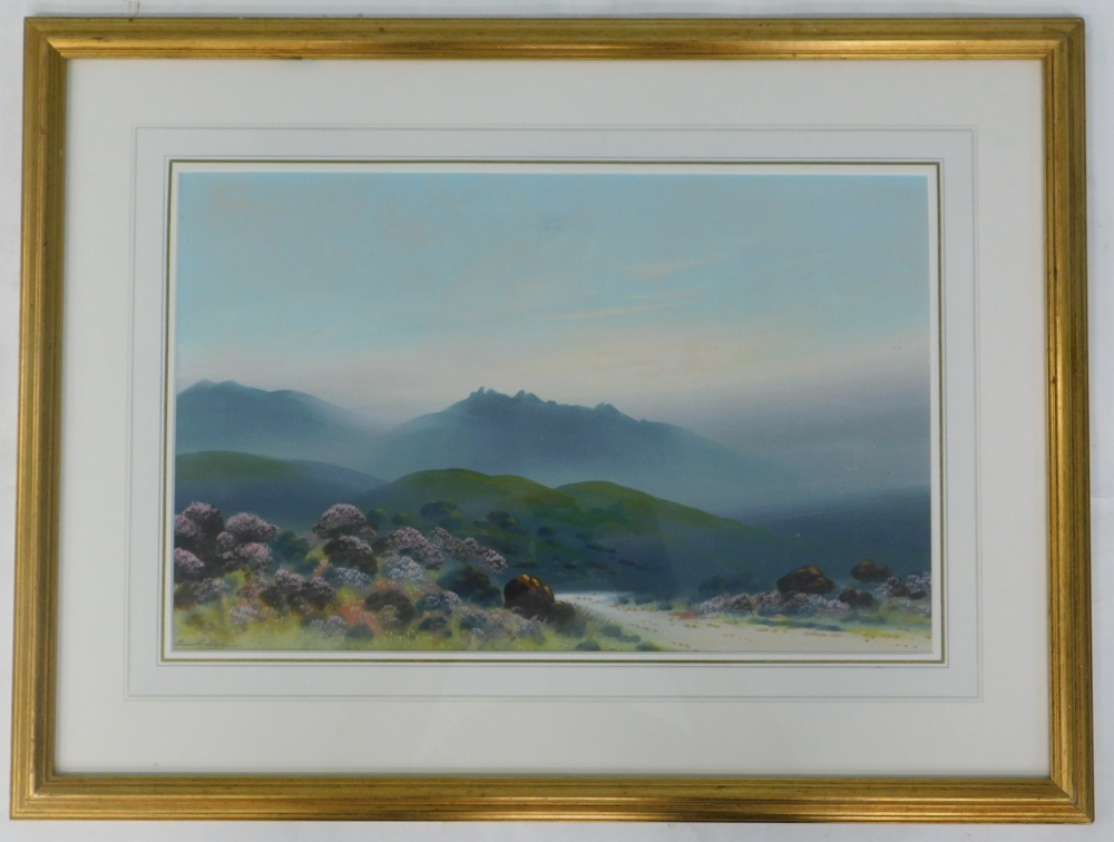 Holme (c.1935). Moorland scene, gouache, signed, 28cm x 44cm. - Image 2 of 5
