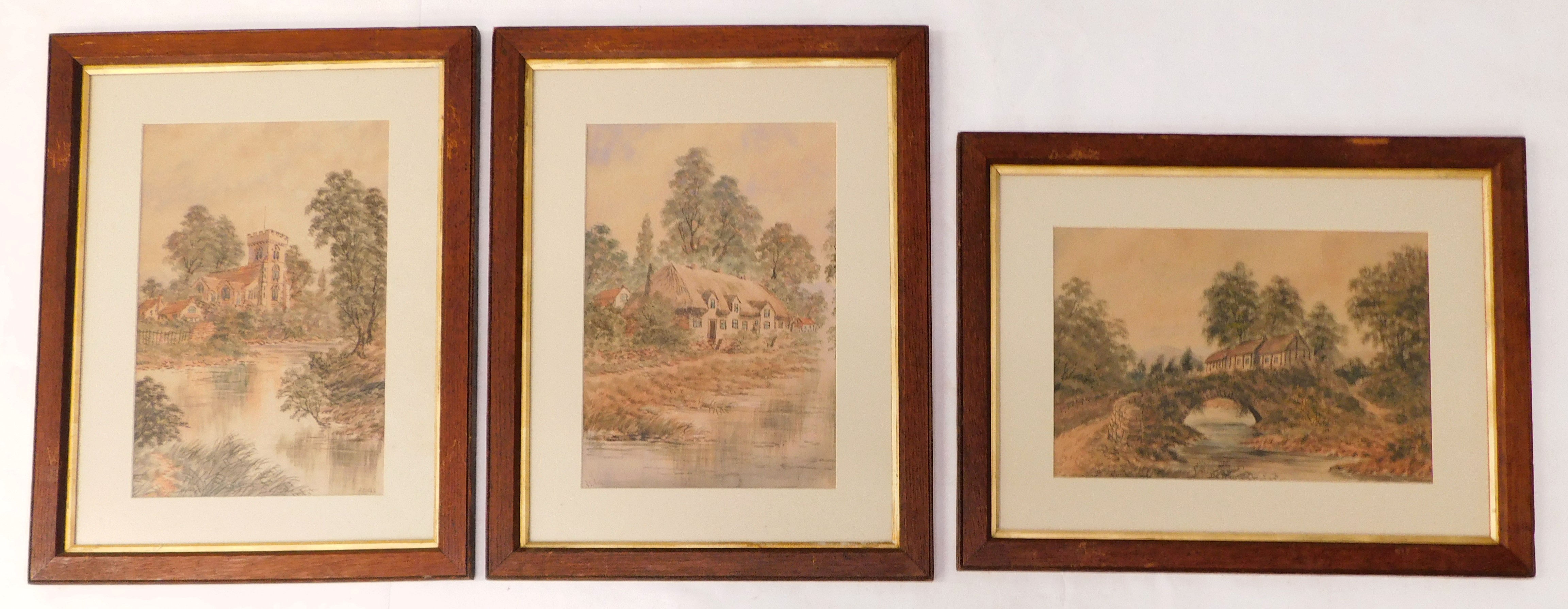 Albert Edward Ash (19thC/20thC). River landscape, watercolour - three, signed, 41cm x 26cm (3).