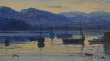 Henry Moor (1831-1895). Lake scene with sailing boats, watercolour, signed, dated 1866, 11.5cm x 20c