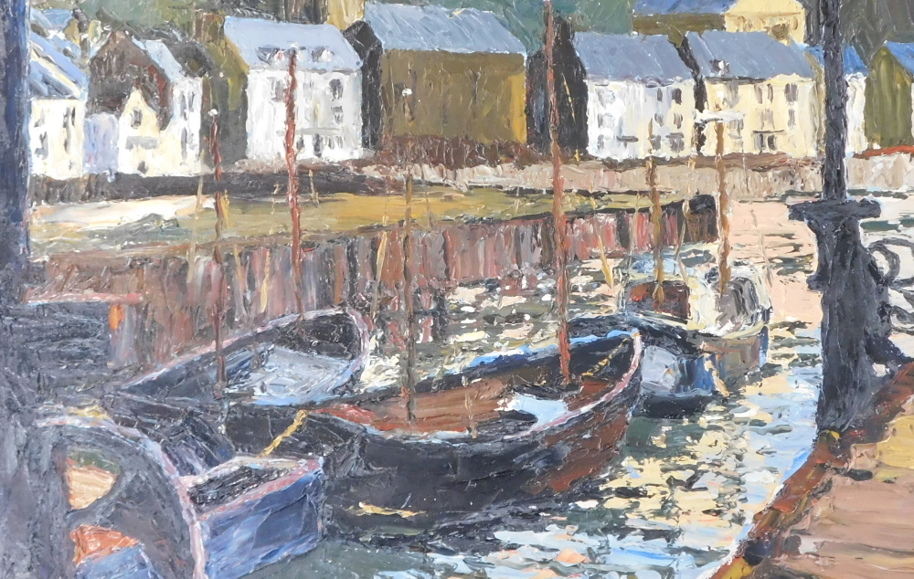 Edward Morris (1919-1996). Harbour scene, oil on board, signed, 39cm x 59cm.