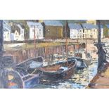 Edward Morris (1919-1996). Harbour scene, oil on board, signed, 39cm x 59cm.