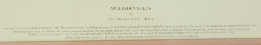 David Shepherd (1931-2014). Willesden Sheds, artist signed limited edition coloured print, 562/850, - Bild 5 aus 8