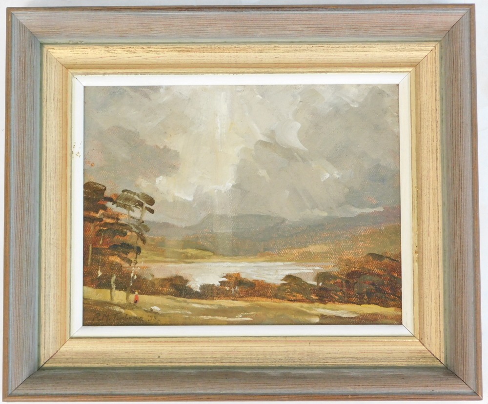 R. Martin Tomlinson (b.1945). Elterwater, oil on canvas, signed and dated 75, 16cm x 21cm. - Image 2 of 5