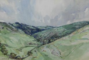 P. Lockwood. Landscape, watercolour, signed and dated (19)76, 36cm x 53cm.