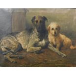 John Emms (1843-1912). Irish Wolfhound and Terrier, oil on canvas, signed, 35cm x 45cm.
