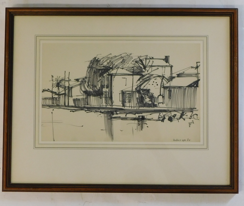 Bernard Kay (1927-2021). Antibes, drawing, initialled, titled, dated 1956, 19cm x 30cm. - Bild 2 aus 7