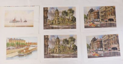 James Priddey. Birmingham, four limited edition coloured prints and two others signed Geoff Woolston
