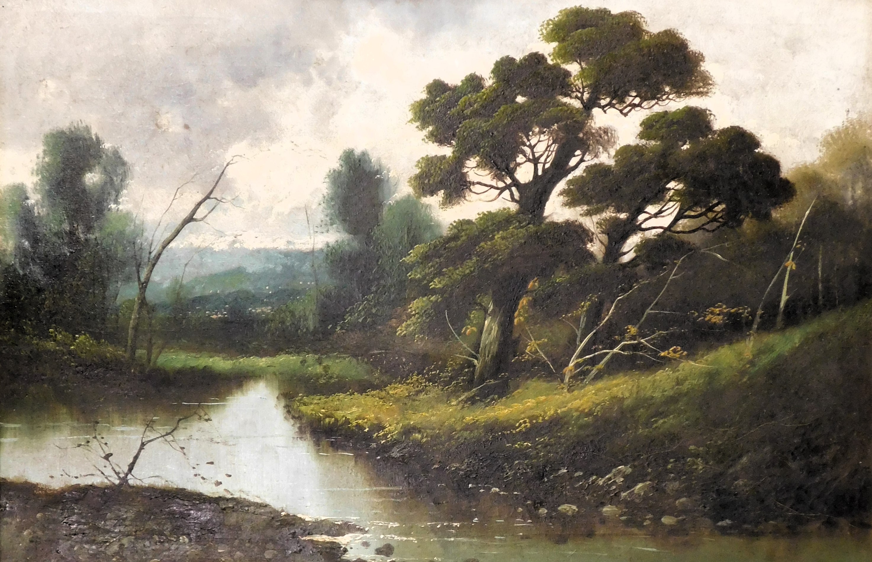19thC British School. River landscape, oil on canvas - pair, 49cm x 74cm. - Image 2 of 4