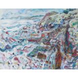 Linda Weir. Crashing sea Hemmick Lemon, oil on canvas, signed and titled verso, dated (19)89, 101cm