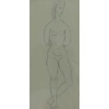 Follower of Picasso. Nude study, pencil drawing, 15cm x 7.5cm.