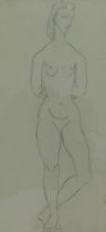 Follower of Picasso. Nude study, pencil drawing, 15cm x 7.5cm.