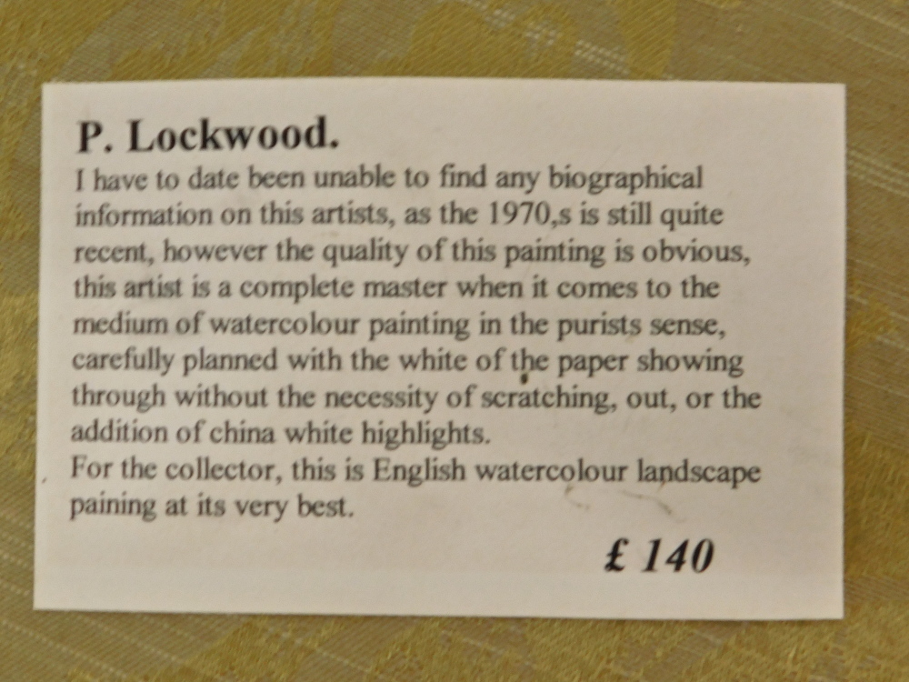 P. Lockwood. Landscape, watercolour, signed and dated (19)76, 36cm x 53cm. - Bild 5 aus 5