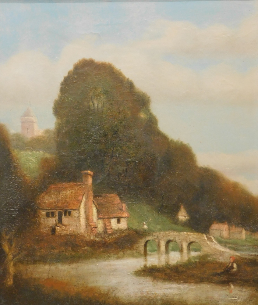 Attributed to Thomas Harris (19thC). The Village of Pulborough, Sussex, oil on canvas, titled and da