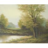 Martin. Woodland river, oil on canvas, signed, 40cm x 50cm.