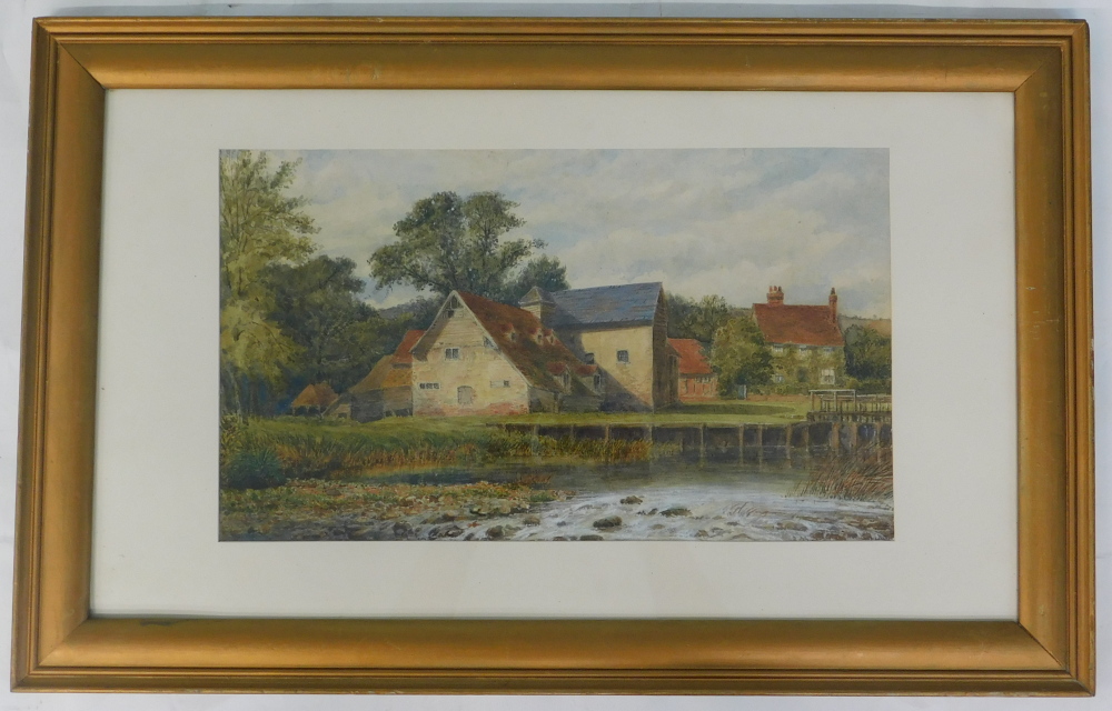 Late 19thC School. The White Swan Pangbourne, watercolour, titled verso, 26cm x 44cm. - Bild 2 aus 4