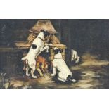 K. Upton (19thC/20thC). Dogs on the prowl, oil on canvas, signed, 19cm x 29.5cm.