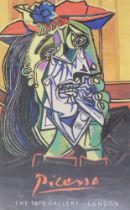 After Pablo Picasso. Weeping woman, The Tate Gallery London, framed coloured poster, 76cm x 49cm.