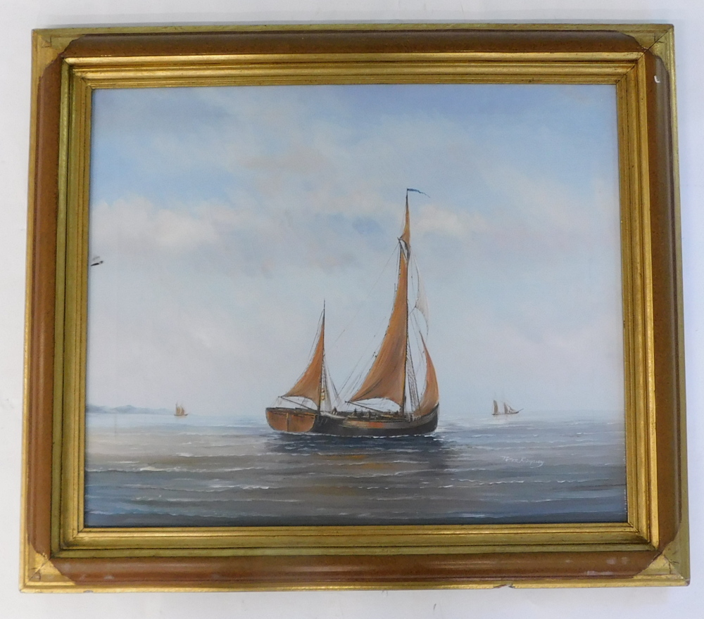 Peter Ridgeway (20thC School). Fishing boat, oil on canvas, signed, 49.5cm x 59.5cm. - Bild 2 aus 4