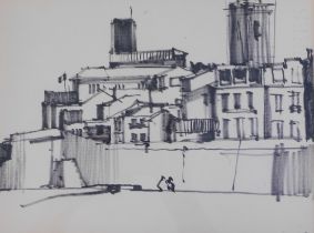 Bernard Kay (1927-2021). Antibes, drawing, titled and dated 1956, 23.5cm x 31cm.