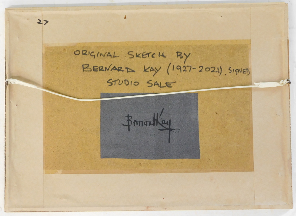 Bernard Kay (1927-2021). Church study, drawing, initialled, 24cm x 34cm. - Image 4 of 6