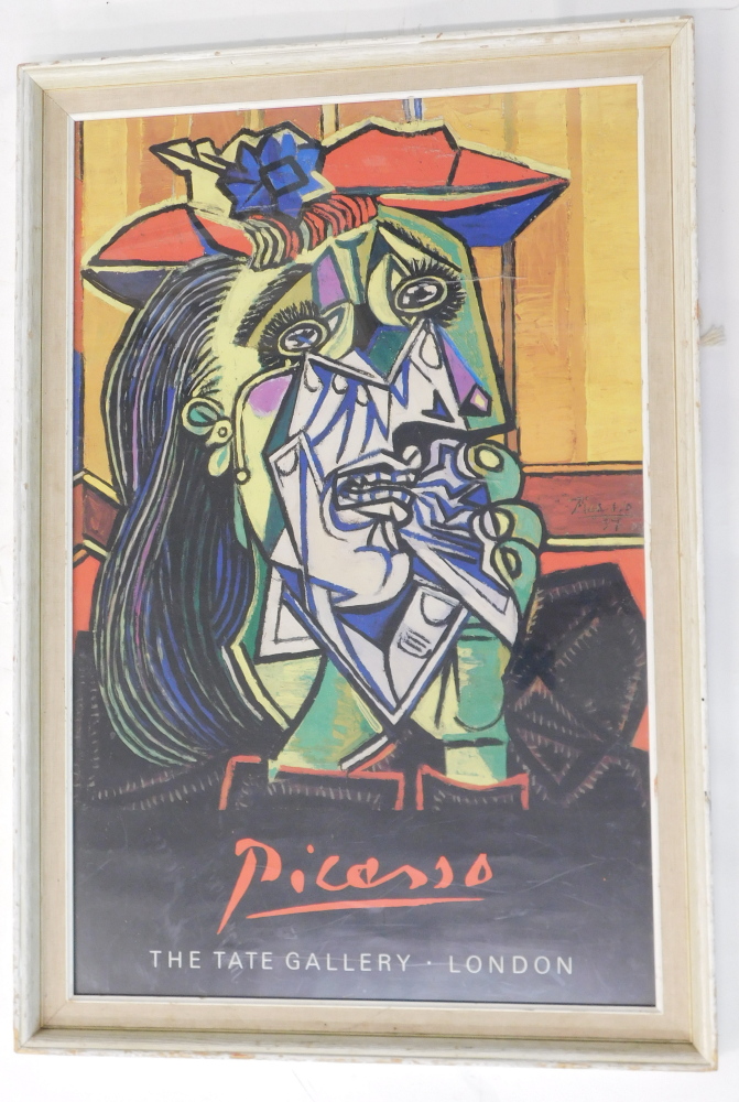 After Pablo Picasso. Weeping woman, The Tate Gallery London, framed coloured poster, 76cm x 49cm. - Image 2 of 2