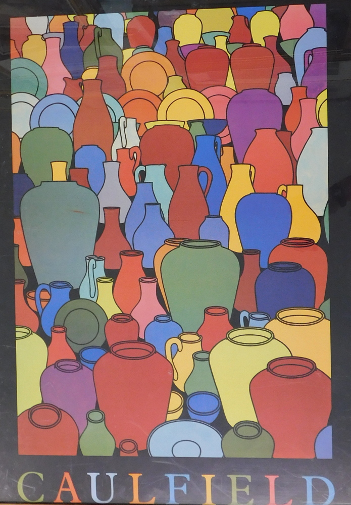 After Patrick Caulfield. Pottery, framed coloured print, 68cm x 50cm.