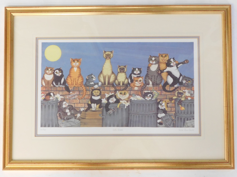 Linda Jane Smith (b.1962). Cats Chorus, artist signed, titled limited edition coloured print, 34/890 - Bild 2 aus 6