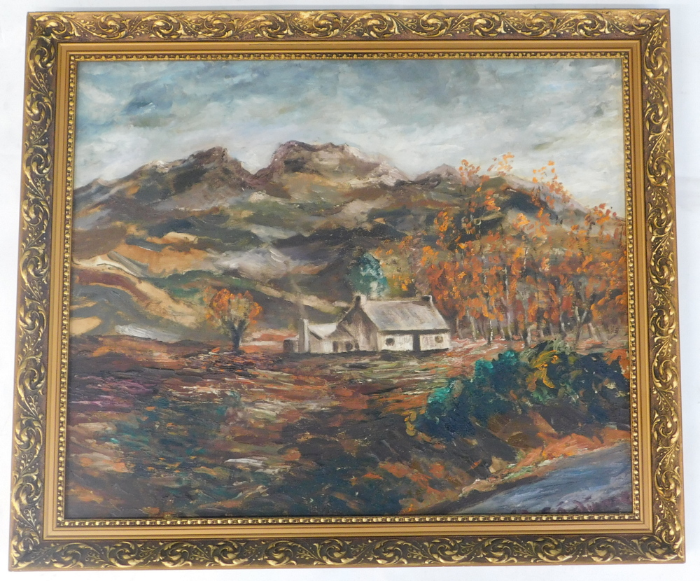 20thC Irish School. Woodland cottage, oil on canvas, 49cm x 59.5cm. - Image 2 of 4