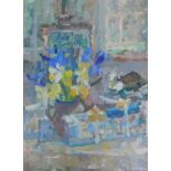 Pru Sapp. Spring Celebration, oil on board, signed, 44cm x 33cm. Label verso.