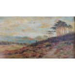 E. Grimble (19thC/20thC). Hunter at Sunset, oil on canvas, signed, 19.5cm x 34.5cm.