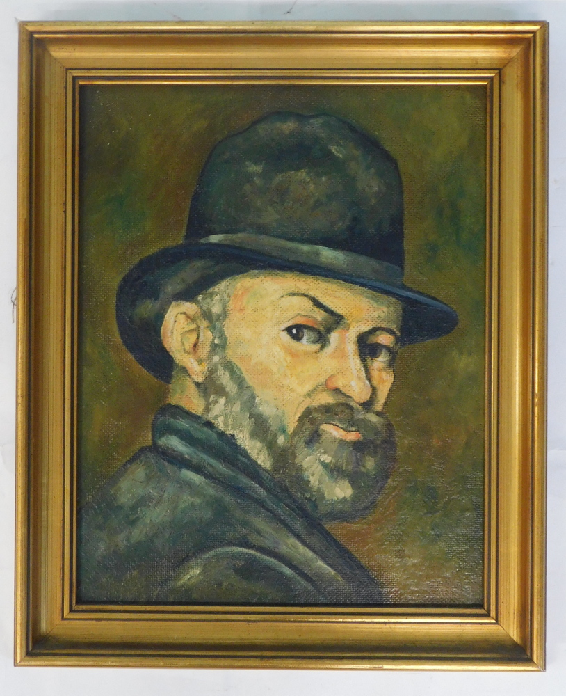 Follower of Cezanne. Head and shoulders study, oil on board, 26.5cm x 28.5cm. - Bild 2 aus 4