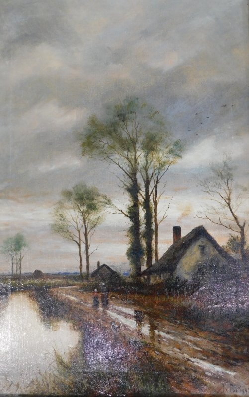 N. Briggs (19thC). Figures on a country path, oil on canvas, signed, 60.5cm x 39.5cm.