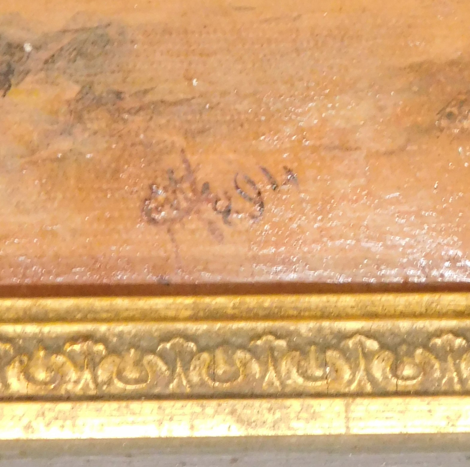 19thC School. Para, oil on canvas, monogramed, dated 1894 and titled verso, 24.5cm x 65cm. - Image 3 of 6