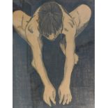 20thC School. Figure crouching, charcoal, 126cm x 95cm.